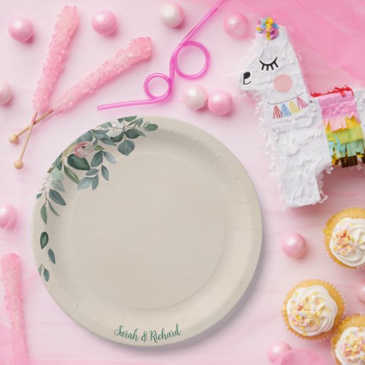 赤面セージ結婚フローラ ペーパープレート (パーティー)