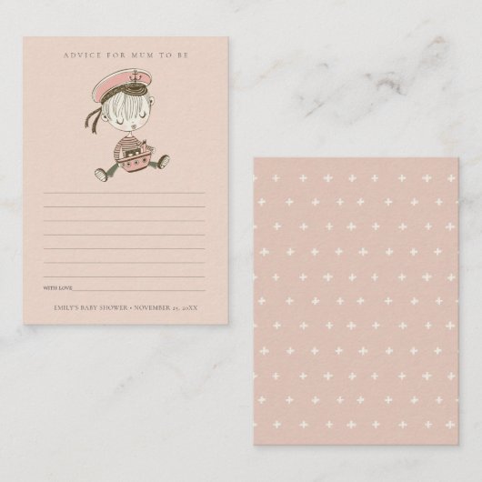 赤面セーラ航海のーアドバイスマムベイビーシャワー エンクロージャーカード (正面/裏面)
