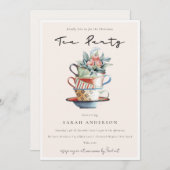 赤面ソフトスタックカップクリスマスティーパーティー招待状 サンキューカード (正面/裏面)