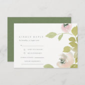 赤面ソフトパステル水カラーフローラウェディングRSVP エンクロージャーカード (正面/裏面)