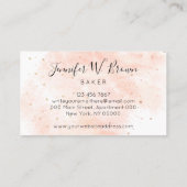 赤面ソフトピンクペストリーパティッセリーケーキベイカー 名刺 (裏面)