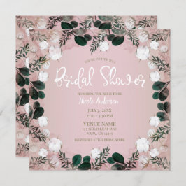 赤面タウプコットンフローラグリーンリーブライダルシャワー 招待状