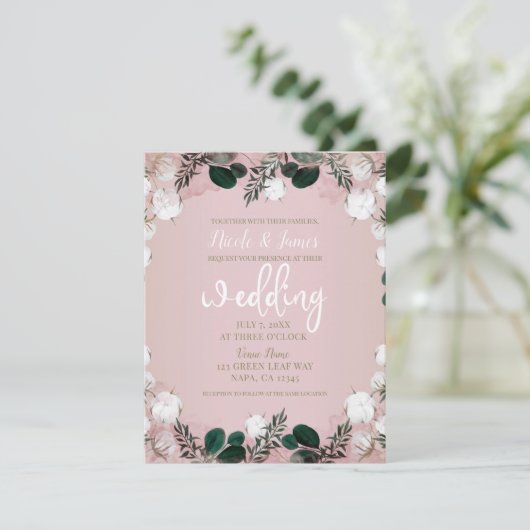 赤面タウプコットンフローラ素朴緑結婚園 招待状 (スタンド正面)