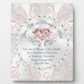 赤面ダイヤモンドとパーソナライズされた真珠の母の日 フォトプラーク (正面)