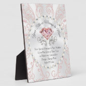 赤面ダイヤモンドとパーソナライズされた真珠の母の日 フォトプラーク (側面)