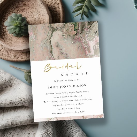 赤面ダスキーバラ金ゴールド瑪瑙ブライダルシャワー招待状 サンキューカード