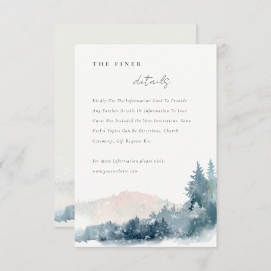 赤面ダスキーブルーマウンテンズパイン結婚ズ詳細 エンクロージャーカード (正面/裏面)