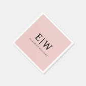 赤面ダスティピンクガーリースクリプトモノグラム名モダン スタンダードカクテルナプキン (角)