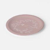 赤面ダスティピンクガーリースクリプトモノグラム名モダン ペーパープレート (アングル)