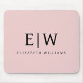 赤面ダスティピンクガーリースクリプトモノグラム名モダン マウスパッド (正面)