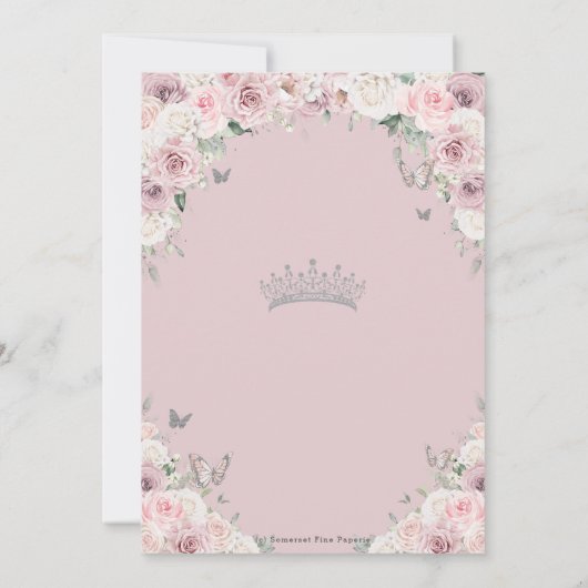 赤面ダスティピンクホワイトフローラシルバーキンセアニラ 招待状 (裏面)