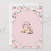 赤面ダスティピンクホワイトフローラブライダルシャワー茶 招待状 (裏面)