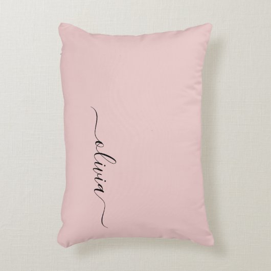 赤面ダスティピンクモダンスクリプガーリートモノグラム名 アクセントクッション (正面(垂直))