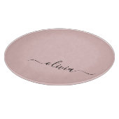 赤面ダスティピンクモダンスクリプガーリートモノグラム名 カッティングボード (角)