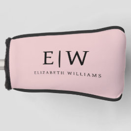 赤面ダスティピンクモダンスクリプガーリートモノグラム名 ゴルフヘッドカバー