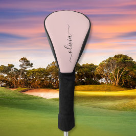 赤面ダスティピンクモダンスクリプガーリートモノグラム名 ゴルフヘッドカバー