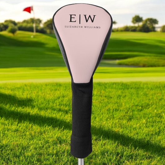 赤面ダスティピンクモダンスクリプガーリートモノグラム名 ゴルフヘッドカバー