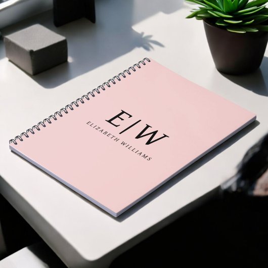 赤面ダスティピンクモダンスクリプガーリートモノグラム名 ノートブック