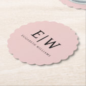 赤面ダスティピンクモダンスクリプガーリートモノグラム名 ペーパーコースター (アングル)