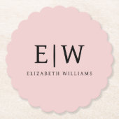 赤面ダスティピンクモダンスクリプガーリートモノグラム名 ペーパーコースター (正面)