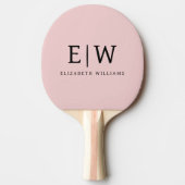赤面ダスティピンクモダンスクリプガーリートモノグラム名 卓球ラケット (正面)