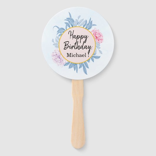 赤面ダスティブルーウォーターカラーバースデーパーティー ハンドファン (裏面)