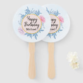 赤面ダスティブルーウォーターカラーバースデーパーティー ハンドファン (正面&裏面)