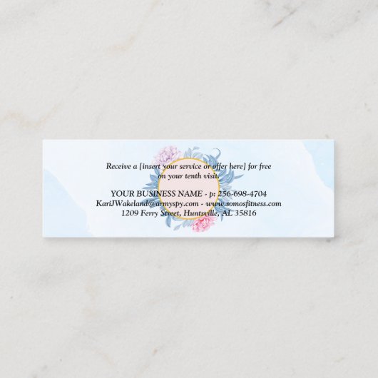 赤面ダスティブルーウォーターカラーロイヤリティパンチカード ロイヤリティカード (裏面)