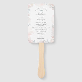 赤面ダスティブルーウォーター色フローラ結婚式 プログラム ハンドファン