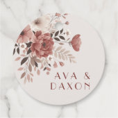 赤面ダスティ結婚フローラサンキューメッセージカード フェイバータグ (裏面)