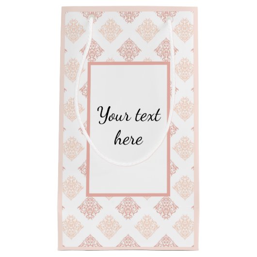 赤面ダマスクかわいらしカスタム スモールペーパーバッグ (正面)