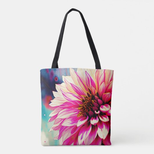 赤面ダリアウォーターカラーエレガンス トートバッグ (裏面)