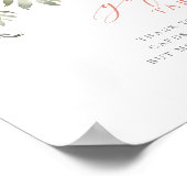 赤面ティール(緑がかった色)フローラベビーシャワーギフトテーブルサイン ポスター (角)