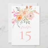 赤面ティール（緑がかった色）ベビー開花ベビーシャワーテーブル番号 招待状 (裏面)