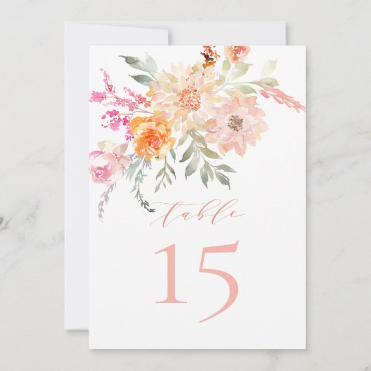 赤面ティール（緑がかった色）ベビー開花ベビーシャワーテーブル番号 招待状 (裏面)