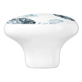 赤面ティール（緑がかった色）&ホワイトボタニカルフローラトイルNo.2 セラミックノブ (側面)