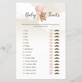 赤面テディベアベビートレイトゲームフライヤー チラシ