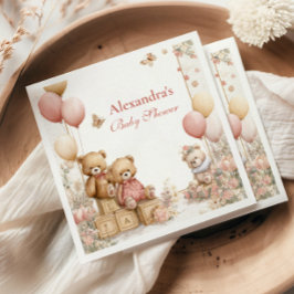 赤面テディベア赤ちゃんシャワー スタンダードカクテルナプキン