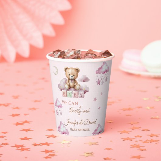 赤面テディムーンピンクベビーガール 紙コップ (インサイチュ)