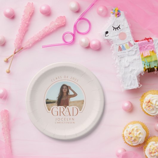 赤面テラコッタパーソナライズされたフォトグラッドパーティー ペーパープレート (パーティー)