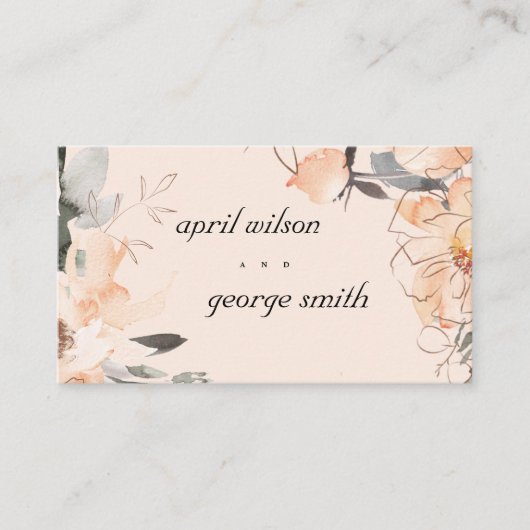 赤面テラコッタブラウンウォーター色フローラ結婚ズ プレイスカード (正面)