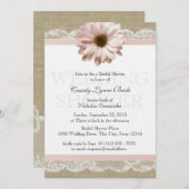 赤面デイジーカントリーレースウェディングシャワー 招待状 (正面/裏面)