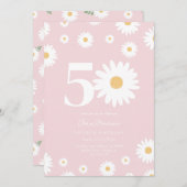 赤面デイジー50番目の誕生日招待状 招待状 (正面/裏面)