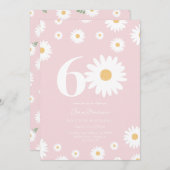 赤面デイジー60番目の誕生日招待状 招待状 (正面/裏面)