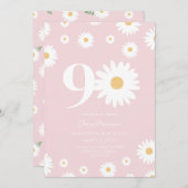 赤面デイジー90番目の誕生日招待状 招待状 (正面/裏面)