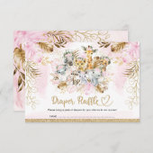 赤面トロピカルサファリベビーシャワーおむつラッフル エンクロージャーカード (正面/裏面)