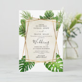 赤面トロピカルパーム結婚式招待状 招待状 (スタンド正面)
