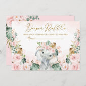 赤面トロピカルボホエレファントベビーおむつラッフル エンクロージャーカード (正面/裏面)