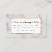 赤面トーンピンクのローズ金ゴールド白の大理石パターン 割引カード (正面)