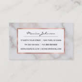 赤面トーンピンクのローズ金ゴールド白の大理石パターン 名刺 (裏面)